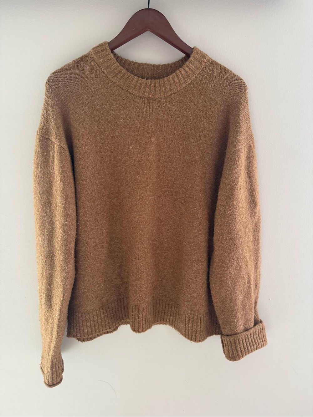 American Eagle Outfitters Camel Brown Knit Crewneck Sweater